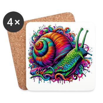 Schnecke - Untersetzer (4er-Set) - Weiß - Vorne