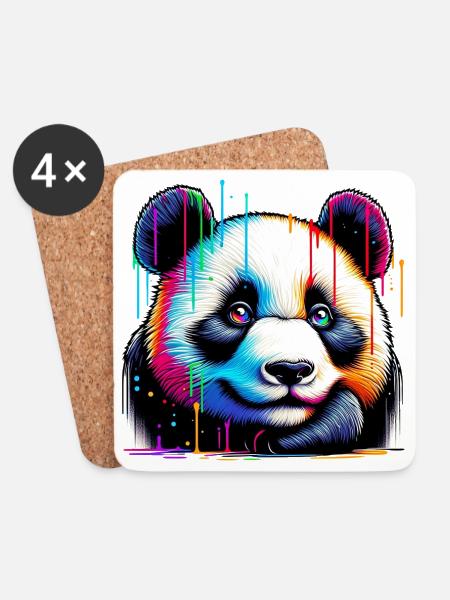 Panda - Untersetzer (4er-Set) - Weiß
