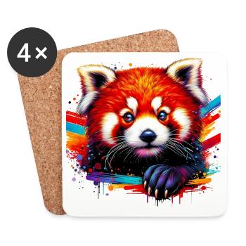 Kleiner Panda - Untersetzer (4er-Set) - Weiß - Vorne
