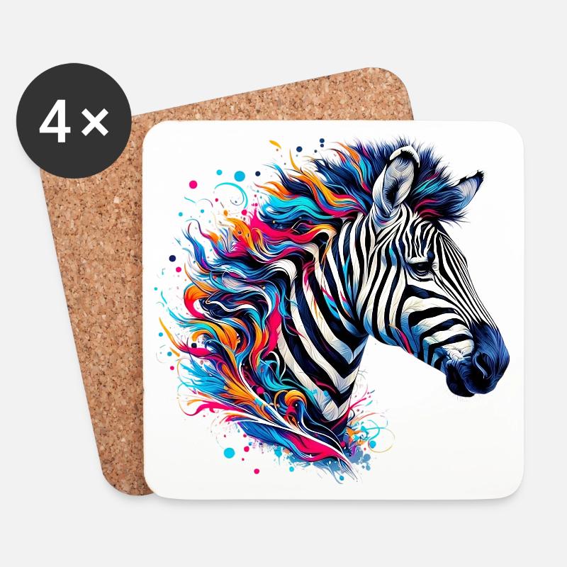Zebra - Untersetzer (4er-Set) - Weiß