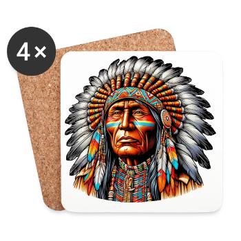 Amérindien Peau rouge d’Amérique - Dessous de verre (lot de 4) - blanc - Devant