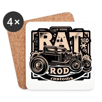 Ratsking Ratlook Shirt – Rustic Custom Style - Coasters (set of 4) - white - Front