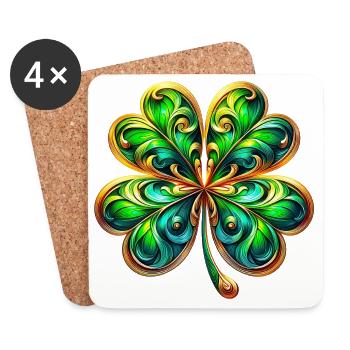 Four-leaf clover - Coasters (set of 4) - white - Front