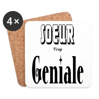 Sœur Trop Géniale Frangine - Dessous de verre (lot de 4) - blanc - Devant