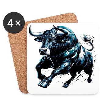 Stier - Untersetzer (4er-Set) - Weiß - Vorne