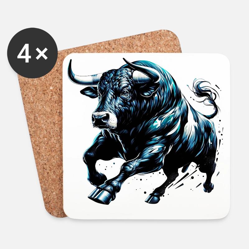 Stier - Untersetzer (4er-Set) - Weiß