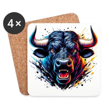 Stier - Untersetzer (4er-Set) - Weiß - Vorne