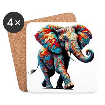 Elefant - Untersetzer (4er-Set) - Weiß - Vorne