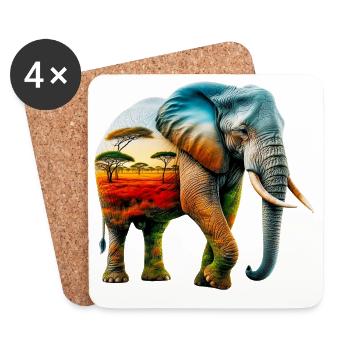 Elefant - Untersetzer (4er-Set) - Weiß - Vorne