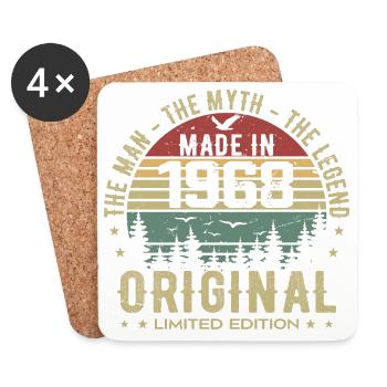 Original 1968 Retro 1968 Cadeau Anniversaire 1968 - Dessous de verre (lot de 4) - blanc - Devant