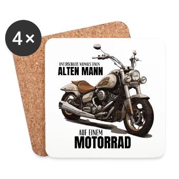 Motorrad - unterschätze niemals einen alten Mann - Untersetzer (4er-Set) - Weiß - Vorne