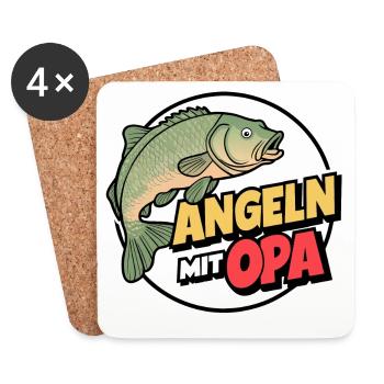 Angeln mit Opa mit buntem Fischdesign - Untersetzer (4er-Set) - Weiß - Vorne