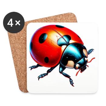 Coccinelle - Dessous de verre (lot de 4) - blanc - Devant