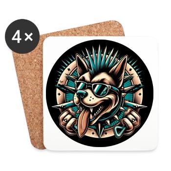 Chien punk - Dessous de verre (lot de 4) - blanc - Devant