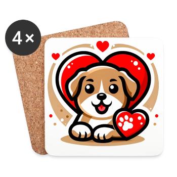 Amour De Chien 1 - Dessous de verre (lot de 4) - blanc - Devant