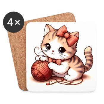 Katzenspiel - Untersetzer (4er-Set) - Weiß - Vorne