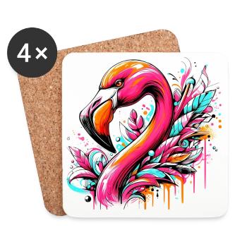 Flamingo - Untersetzer (4er-Set) - Weiß - Vorne