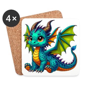 Drache - Untersetzer (4er-Set) - Weiß - Vorne