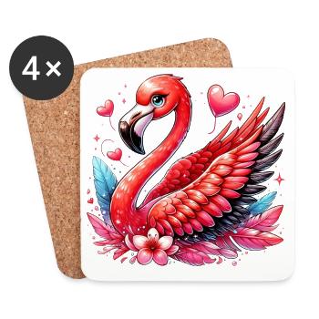 Flamingo - Untersetzer (4er-Set) - Weiß - Vorne