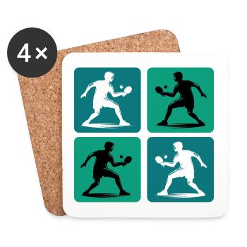 Design de tennis de table - Dessous de verre (lot de 4) - blanc - Devant