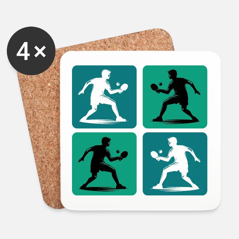Tischtennis Design - Untersetzer (4er-Set) - Weiß
