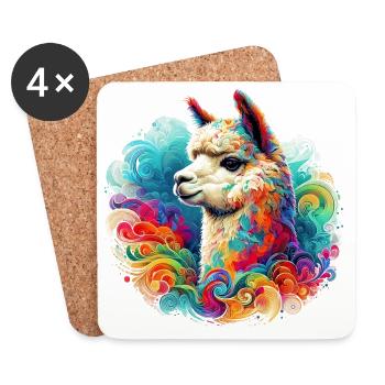 Alpaga - Dessous de verre (lot de 4) - blanc - Devant