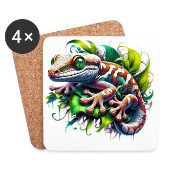 Gecko - Untersetzer (4er-Set) - Weiß - Vorne