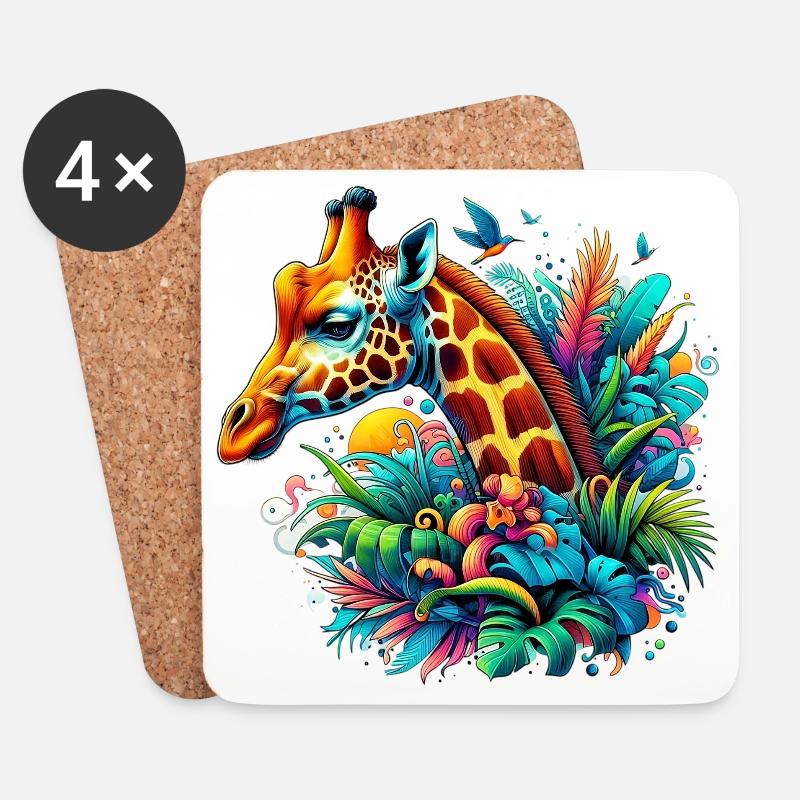 Giraffe - Untersetzer (4er-Set) - Weiß