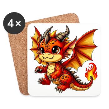 Drache - Untersetzer (4er-Set) - Weiß - Vorne