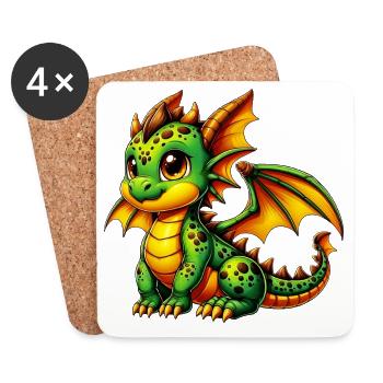 Drache - Untersetzer (4er-Set) - Weiß - Vorne