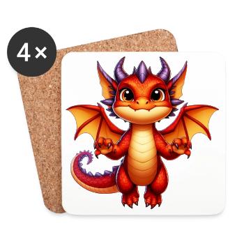 Dragon - Dessous de verre (lot de 4) - blanc - Devant