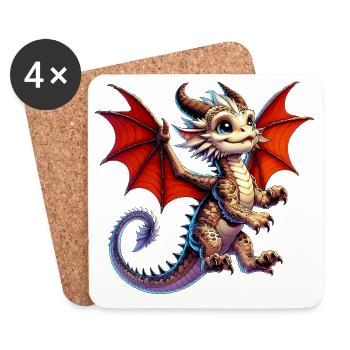 Dragon - Dessous de verre (lot de 4) - blanc - Devant