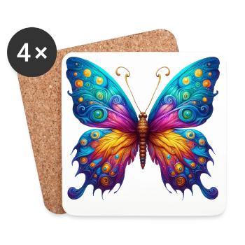 Papillon Van Gogh - Dessous de verre (lot de 4) - blanc - Devant