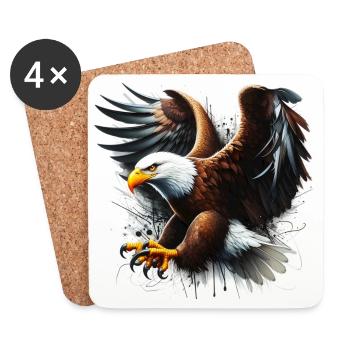 Adler - Untersetzer (4er-Set) - Weiß - Vorne