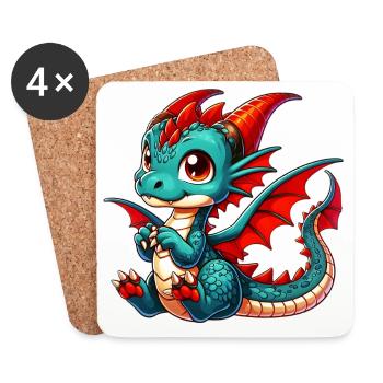 Drache - Untersetzer (4er-Set) - Weiß - Vorne