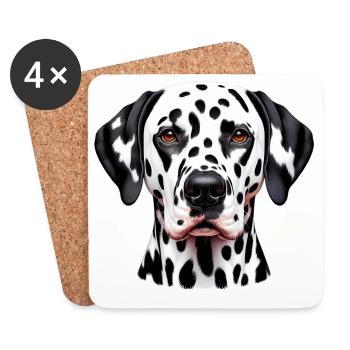 Chien dalmatien - Dessous de verre (lot de 4) - blanc - Devant