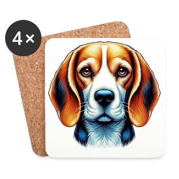 Beagle Hund - Untersetzer (4er-Set) - Weiß - Vorne