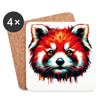 Petit panda - Dessous de verre (lot de 4) - blanc - Devant