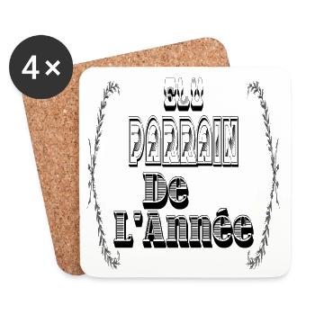 Elu Parrain Année - Dessous de verre (lot de 4) - blanc - Devant