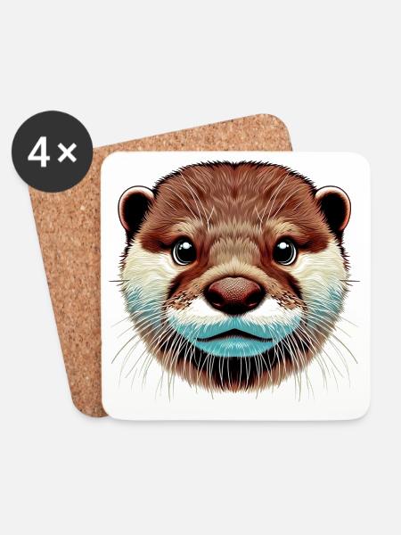 Otter - Untersetzer (4er-Set) - Weiß