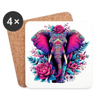 Elefant - Untersetzer (4er-Set) - Weiß - Vorne