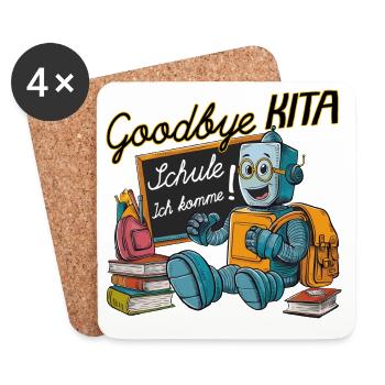 Einschulung Roboter erster Schultag - Untersetzer (4er-Set) - Weiß - Vorne