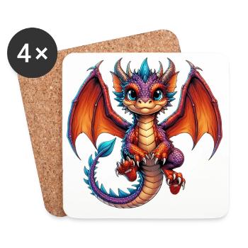 Drache - Untersetzer (4er-Set) - Weiß - Vorne