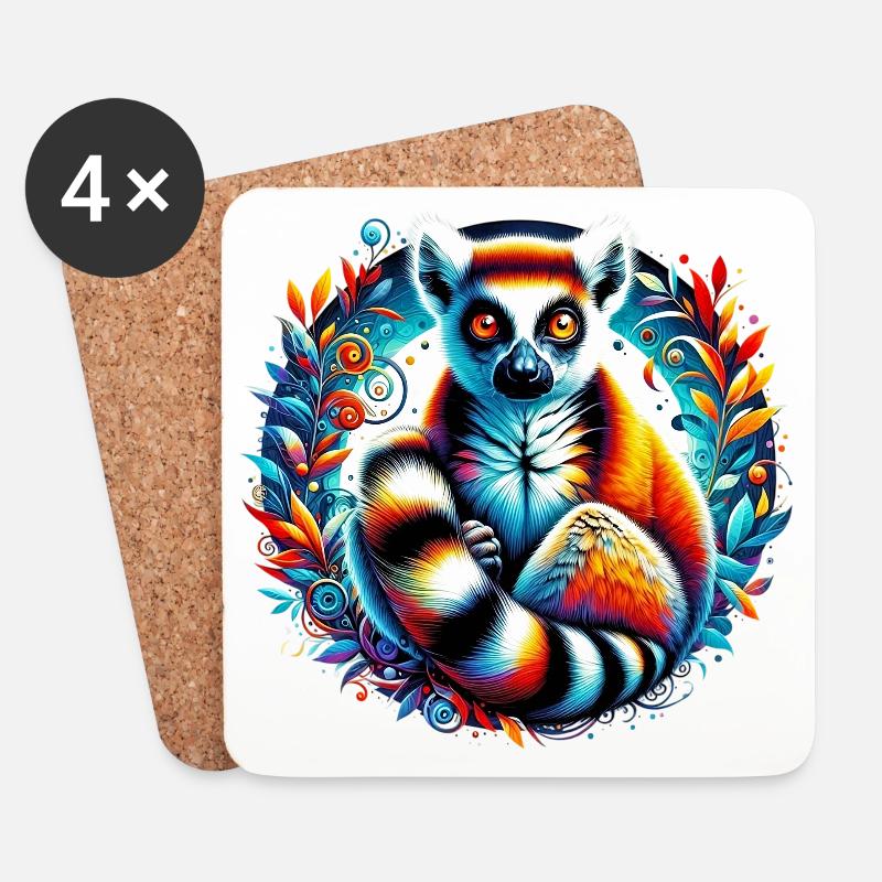 Lemur - Untersetzer (4er-Set) - Weiß
