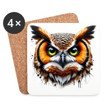 Hibou - Dessous de verre (lot de 4) - blanc - Devant