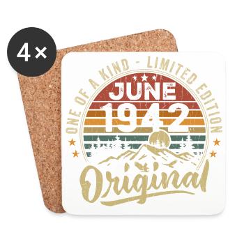 June 1942 Vintage Birthday Gift 1942 June - Coasters (set of 4) - white - Front