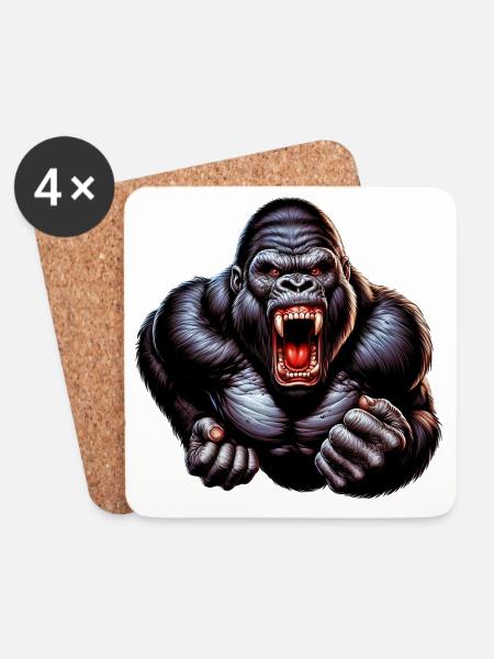 Gorilla - Untersetzer (4er-Set) - Weiß