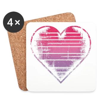 Pastel Watercolor Heart Design - Coasters (set of 4) - white - Front
