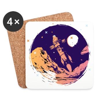 rocket space space school start Go space nerd - Coasters (set of 4) - white - Front