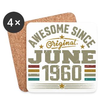 June 1960 Birthday Gift June 1960 June - Coasters (set of 4) - white - Front